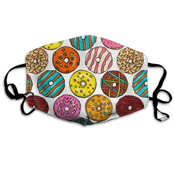 

Delicious Donuts Washable Reusable Mask, Cotton Anti Dust Half Face Mouth Mask For Kids Teens Men Women With Adjustable Ear