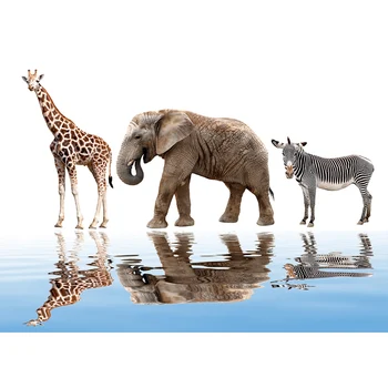 

African Safari Elephant Backdrops Zebra and Giraffe Wild Animals Children Baby Photography Backgrounds Baby Shower Party Banner