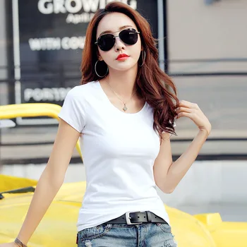 

MRMT 2019 Brand Summer New Women's T Shirt Pure Short-sleeved T-shirt for Female Tight-fitting Cotton Bottom Tops T-shirt