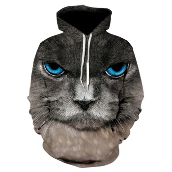 

New 2020 women's 3D hoodie animal cat long sleeve thin casual hooded sweatshirt fashion trend for both men and women