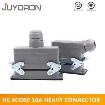 

Industrial Rectangular Heavy Duty Connector HDC-HE-006 6 Core Pin 16A Waterproof Aviation Plug Top and Side Line