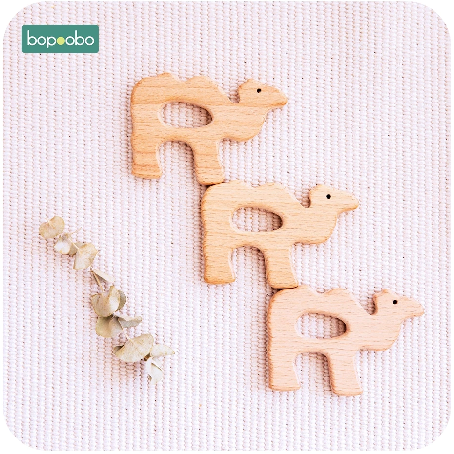 Bopoobo 5 шт. деревянный Прорезыватель для еды, из бука, деревянные животные, детские игрушки для новорожденных, подвеска, соска, комплект для медицинских процедур, Детские трофеи