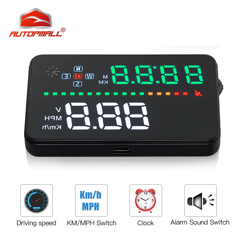 

3.5" HUD Display Car Head Up Display Car Hud with OBD2 OverSpeed Warning Plug&Play Vehicle Speed Engine Speed Water Temperature