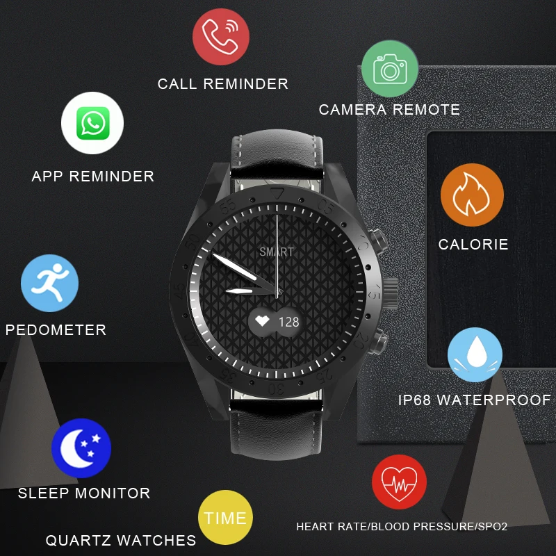 Toleda T4 Smart watch hybrid quartz watch with heart rate blood pressure monitor Waterproof IP68