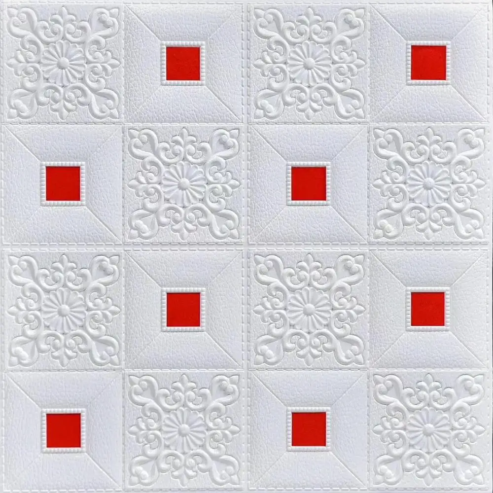white red 3D Наклейка на стену с крышей, декоративные обои из пеноматериала, 3d стерео водостойкая наклейка на потолок для спальни, Потолочный фон сделай сам - Цвет: white red