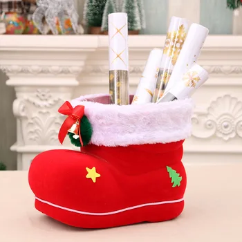 

Christmas gift Christmas candy boot cans Christmas creative decoration extra large flocking boots