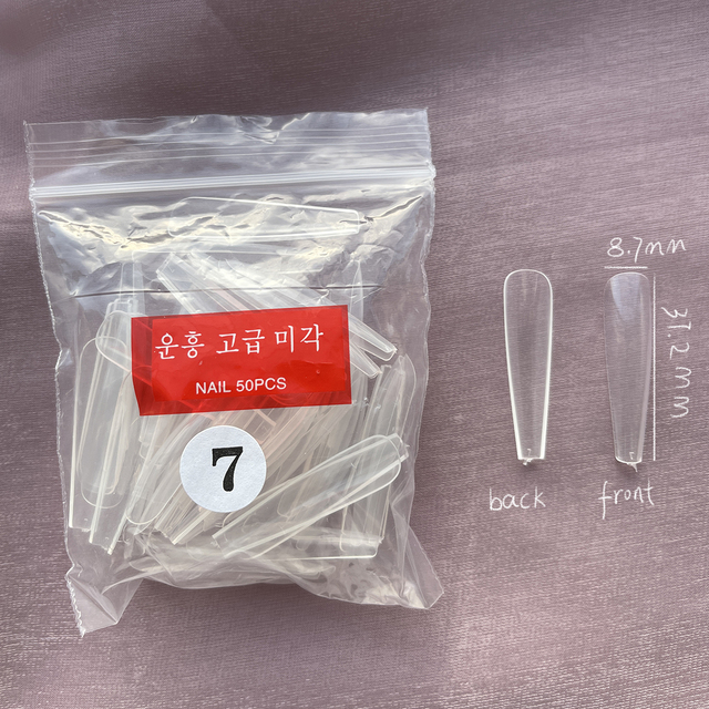 Fake Nails Extend Transparent Ballet Long False Nails Art With Glue UV Press On 50PC Full Cover Tips for Nail Ofessionals