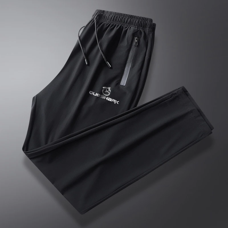 Queshark Men Reflective Ice Silk Quick Dry Running Pants Zipper Pockets Breathable Training Jogging Cycling Fitness Trousers 3