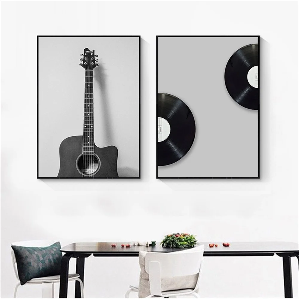 Vintage-Music-Prop-Nordic-Canvas-Painting-Home-Decor-Wall-Art-Retro-Black-White-Guitar-Office-Living (1)