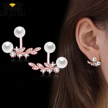 

Top Quality Fashion 925 anillos Silver Cubic Zircon Earrings For Women Gift Crystal Pearl Earring Accessory Jewelry