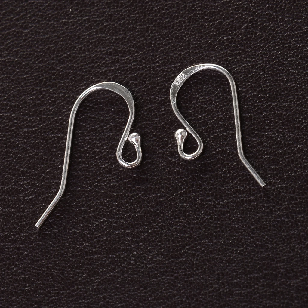 

2pcs 925 Sterling Silver Ear Wire Earwires Ball Dot French Hook Dangle Earring Connector Findings