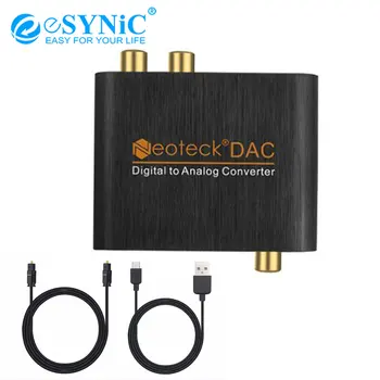 

eSYNiC 96KHz DAC Digital Audio To Analog Audio Converter 3.5mm RCA Jack Coaxial Toslink Signal To Analog L/R Audio Amplifier
