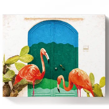 

Summer Tropical Cactus Wooden Door Paint by Numbers on Canvas 30X40CM DIY Paint by Numbers Living Room Decoration Gift