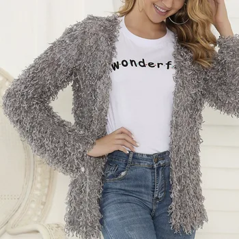 

Casual Woolen Coats Jacket Women 2019 Autumn Winter Coat Long Sleeve V-neck Open Stitsh Solid Women Coat