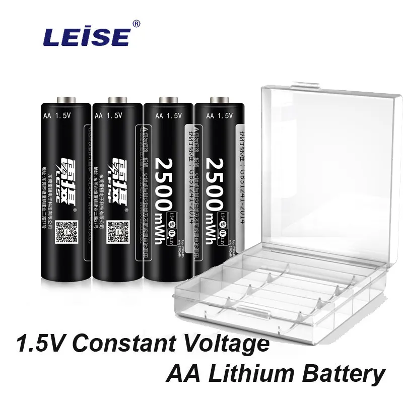 

Leise 1.5V AA 2500mWh Rechargeable Lithium Battery 2a Li-ploymer batteries High Capacity Constant Voltage with Battery case