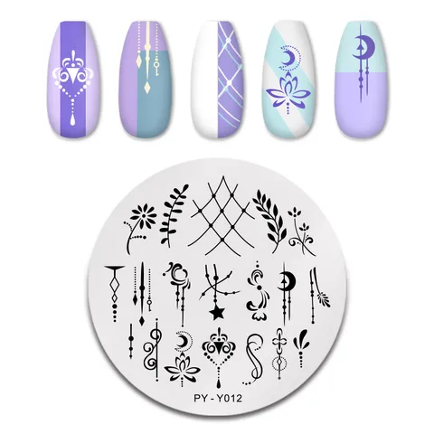 YOU Geometry Nail Stamping Plates Lines Animal Fruits Theme Template Plate Mold Nail Art Stencil Tools