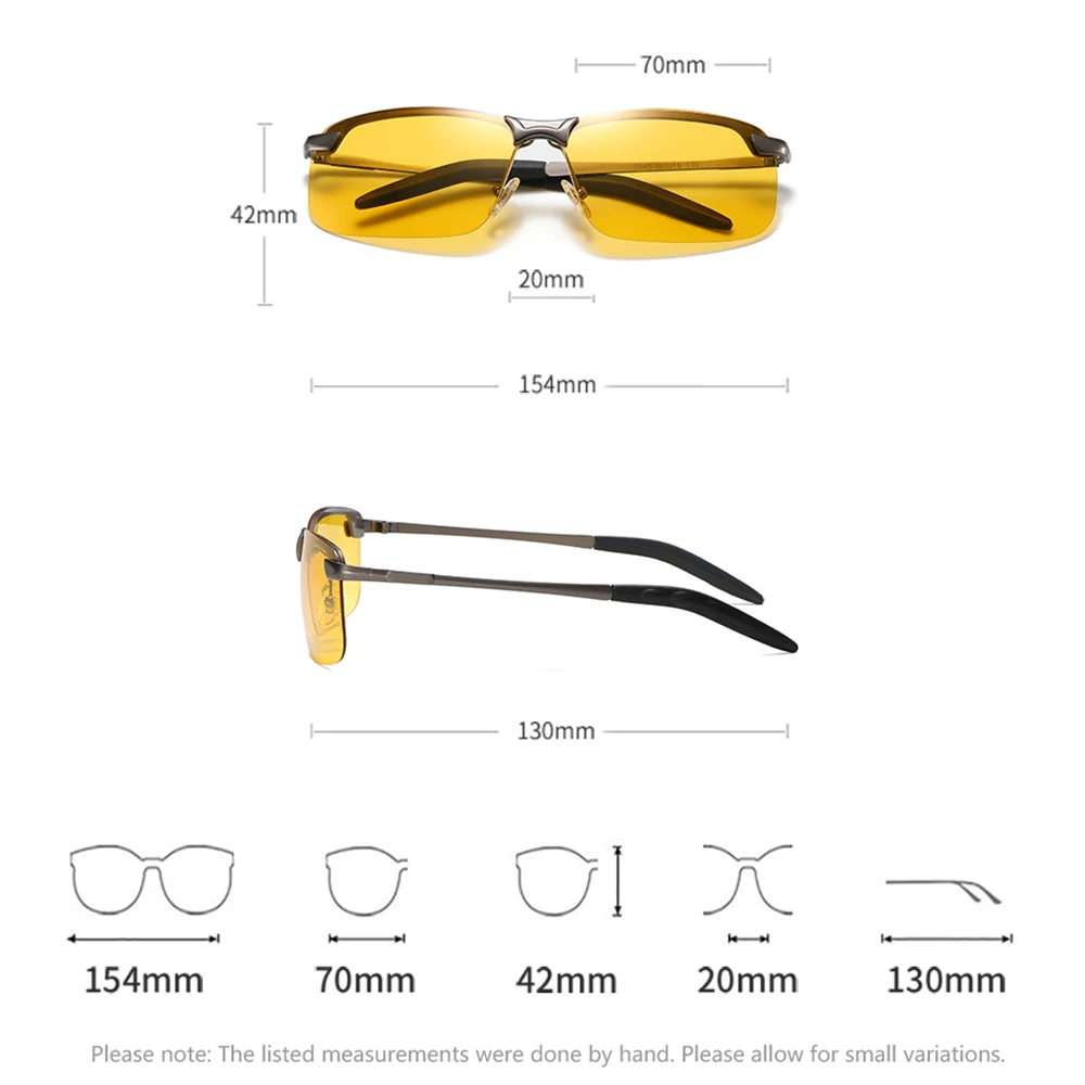Night Vision Glasses Men Anti-Glare Driving Half Frame Sunglasses for Driver  Outdoor Sport Goggles Women Day and Night Eyewear - AliExpress