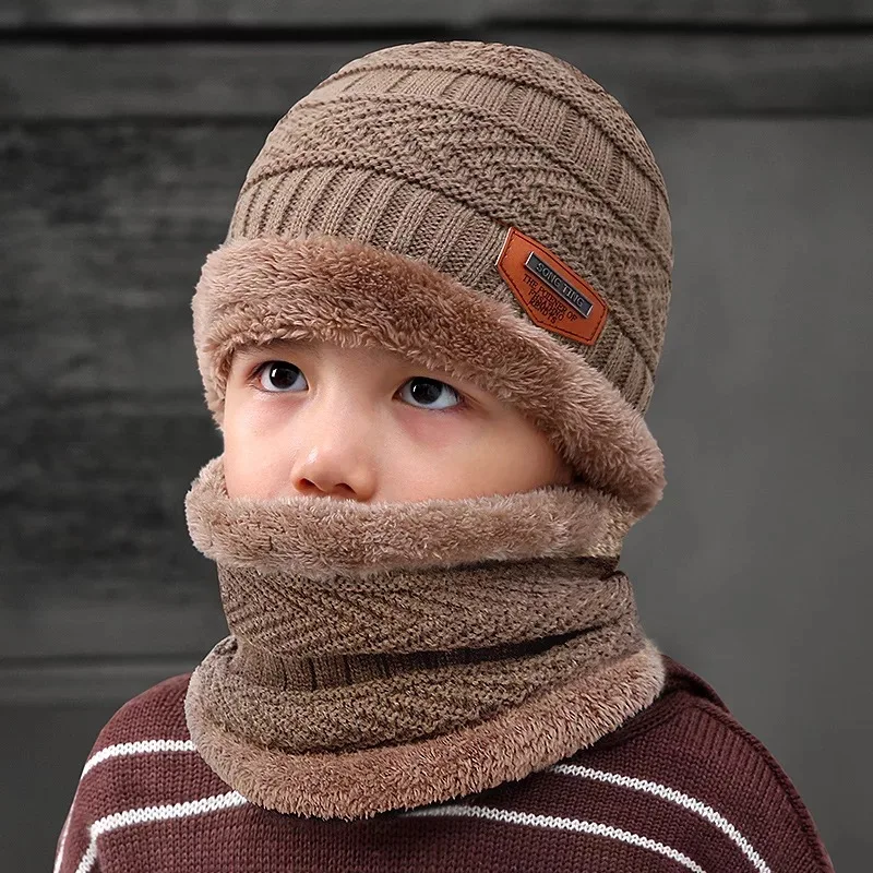 Korean warmer winter hat knit cap scarf cap Winter Hats For men and children knitted hat men Beanie Knit Hat Beanies