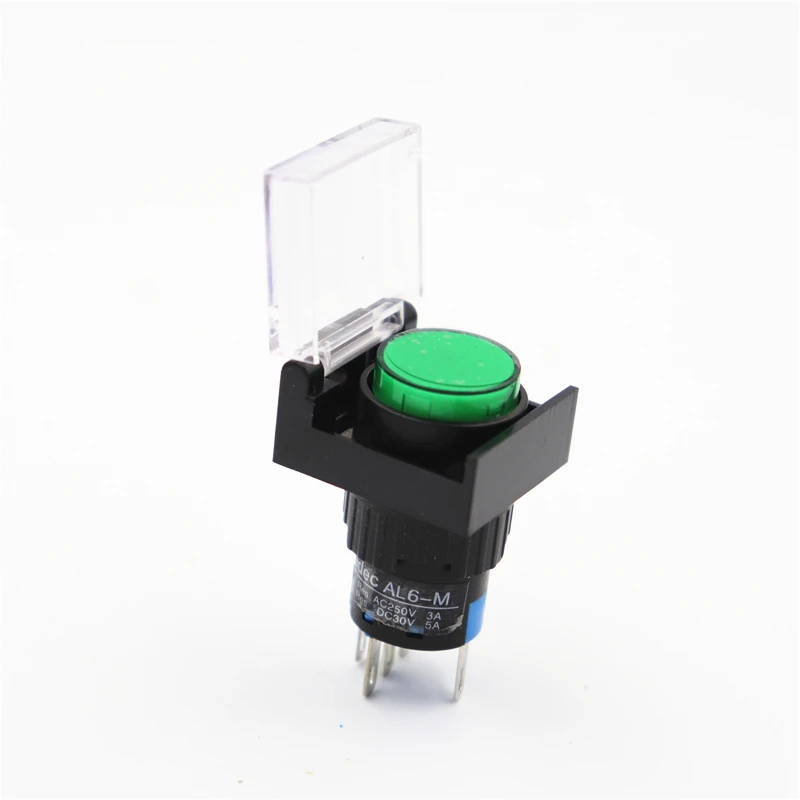 5 шт. LA16 светильник кнопочный переключатель 16 мм с светильник 16 мм Монтажное отверстие Защитная крышка пылезащитный чехол самоблокирующийся самосброс - Цвет: 5pcs green