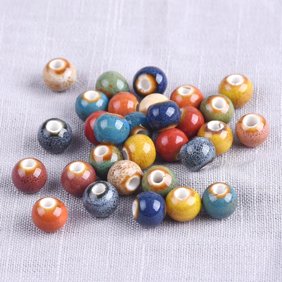 30pcs Round 8mm Fancy Glaze Ceramic Porcelain Loose Spacer Beads Lot For Jewelry Making DIY