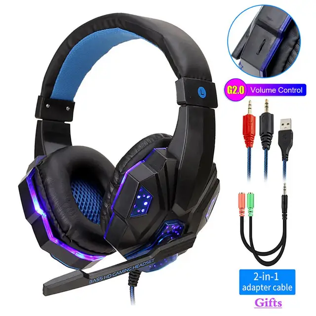 Professional Led Light Wired Gamer Headphones With Microphone For PS4 PS5 Xbox One Computer Bass Stereo PC Gaming Headset Gifts 1