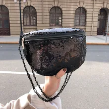 Блесток Поясные сумки Для женщин модные золотые поясная сумка на пояс женский ремень на грудь и сумка, чехол для телефона, маленькая цепочка через плечо, сумка на плечо, сумка