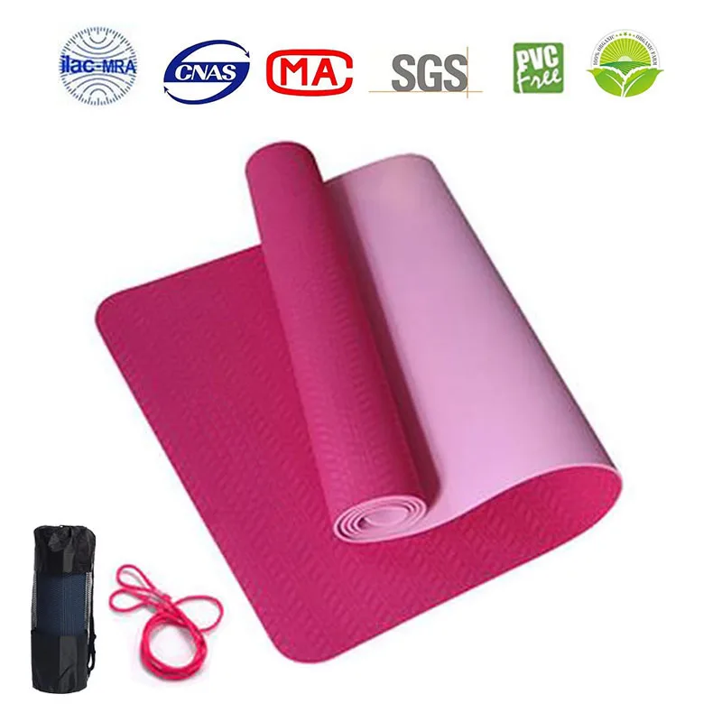 Pink Высокий конец 183*61*0,6 см TPE коврик для йоги 6 мм нескользящий Спортивный Коврик для занятий йогой для фитнеса Гимнастика-Пилатес надувной матрас с сумкой для йоги - Цвет: Pink