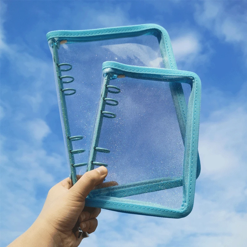 SKYSONIC A5 A6 Zipper Binder Cover-Loose Leaf Organizer Diary-Bullet Transparent PVC Case Photo Organizer Stationery Supplies