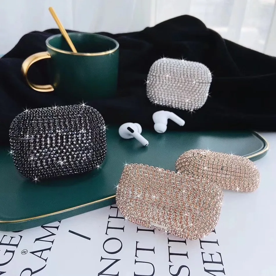 

Luxury Bling Glitter Diamond Hard Case For Apple Airpods Pro Case Rhinestone Accessory Cover For AirPods Pro Headset Crystal Bag