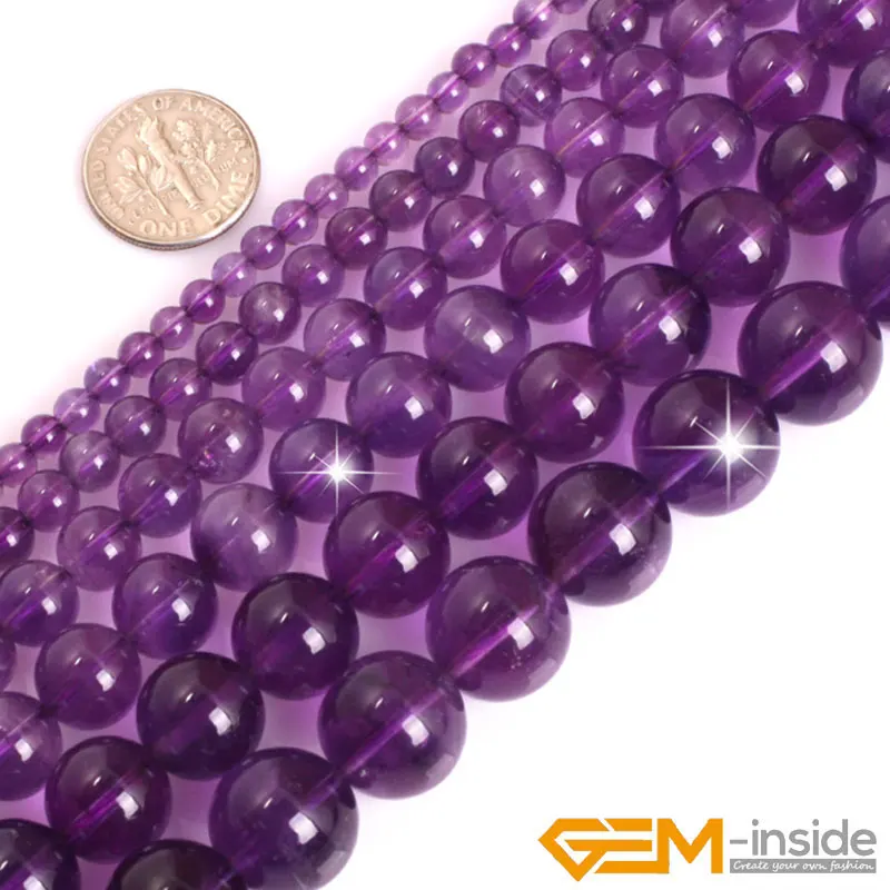 

AAA Grade Round Purple Amethysts Precious Stone Beads Natural Stone Beads DIY Loose Beads For Jewelry Making Strand 15"Wholesale
