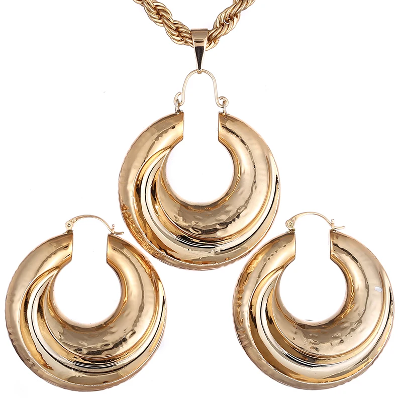 Ethlyn нигерийские/африканские/Дубаи розовые серьги золотого цвета для женщин золотой тон геометрические серьги кулон ювелирный набор