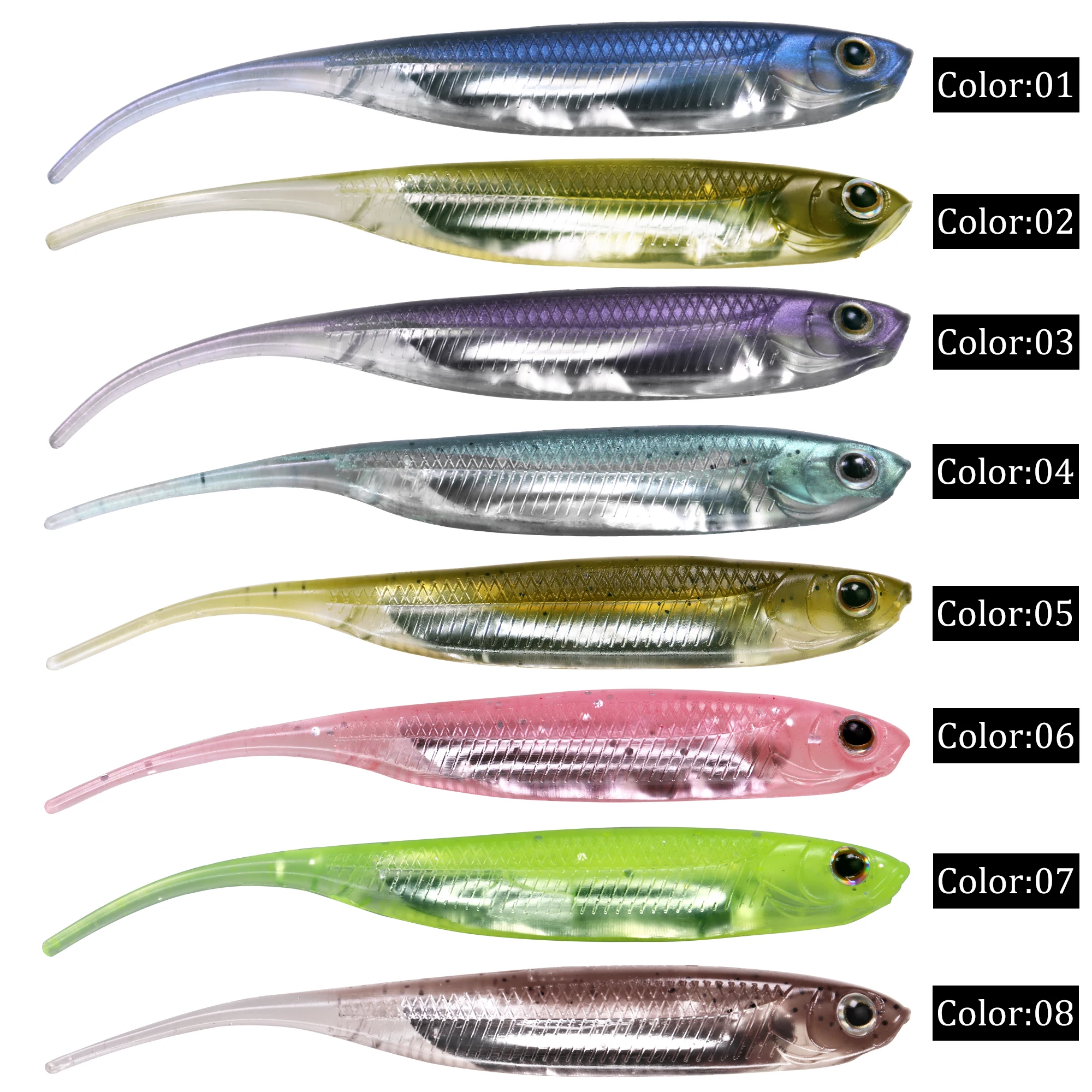 Esca morbida da pesca con tuta jighead 1pc head + 3 pezzi di corpo
