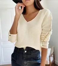 Cheap Fashion Women Shirts Autumn Long Sleeve Solid Button T-Shirt V-Neck Cotton Casual Loose Ladies Tops 2020 Streetwear Two Colors