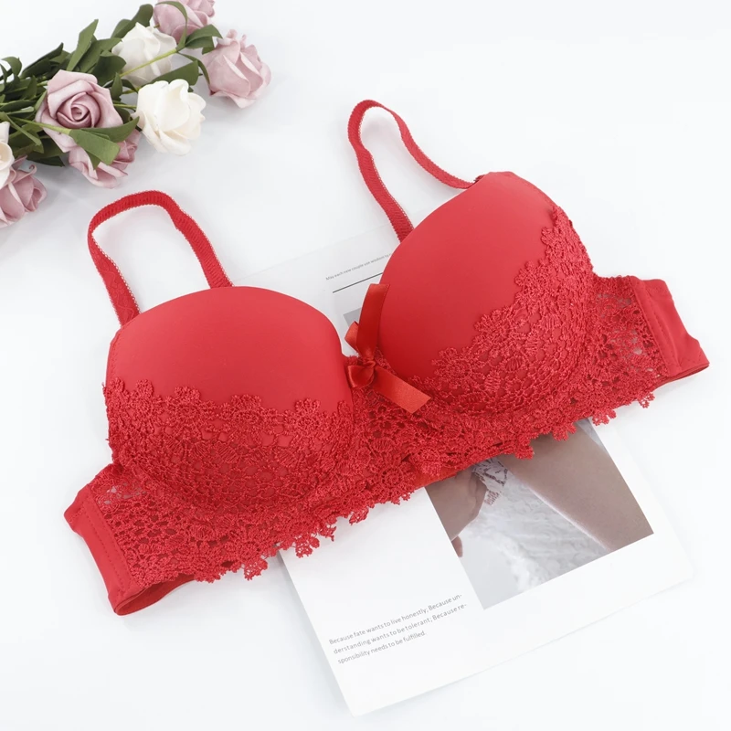 Bras PlusGalpret Sexy Lace Embroidery Bra Palm Cup Inside Padded