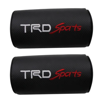 

2 PCS Car emblem Carbon fiber style headrest soft Neck Pillow For Toyota TRD corolla chr avensis yaris rav4 car Accessories