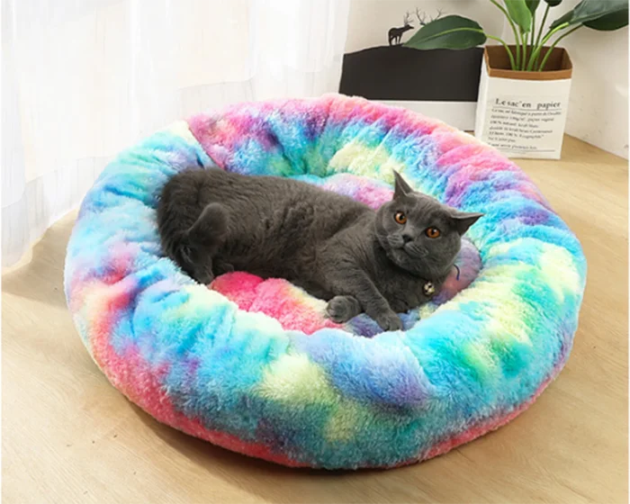 Bonzerpet кровать для собак длинная мягкая плюшевая меховая цветная глубокая Спящая собака кошка моющаяся домашняя Нескользящая круглая подушка коврик для домашних животных диван