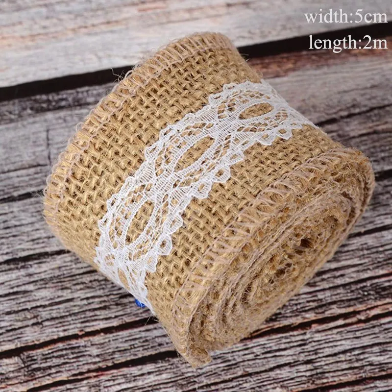 Taoup 10 шт. ретро DIY Sackcloth Винтаж деревенский Свадебные мероприятия партия поддерживает поставки джутовые мешковины Цветы Роза потертый - Цвет: 2m Jute 3