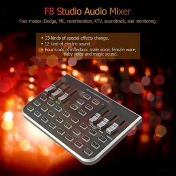 

F8 4 Modes Studio o Mixer Microphone Webcast Entertainment Streamer Live Sound Card for Phone Computer