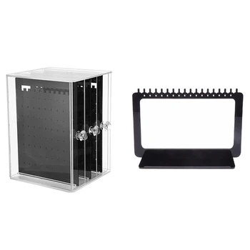 

3 Vertical Drawer Earring Holder Jewelry Storage Box Black & 18cm Jewelry Display Rack Acrylic Rectangle Earrings Holder