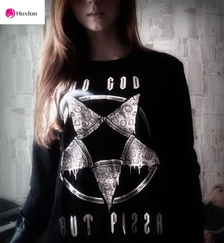 

SWEATSHIRT NO GOD BUT PIZZA / JUMPER GOTH DARK PUNK FUN / SUDADERA NEGRA