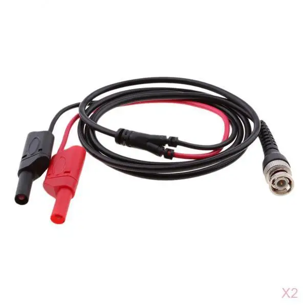 2pc BNC Q9 To Dual 4mm Stackable Shrouded Banana Plug Test Leads Probe Cable
