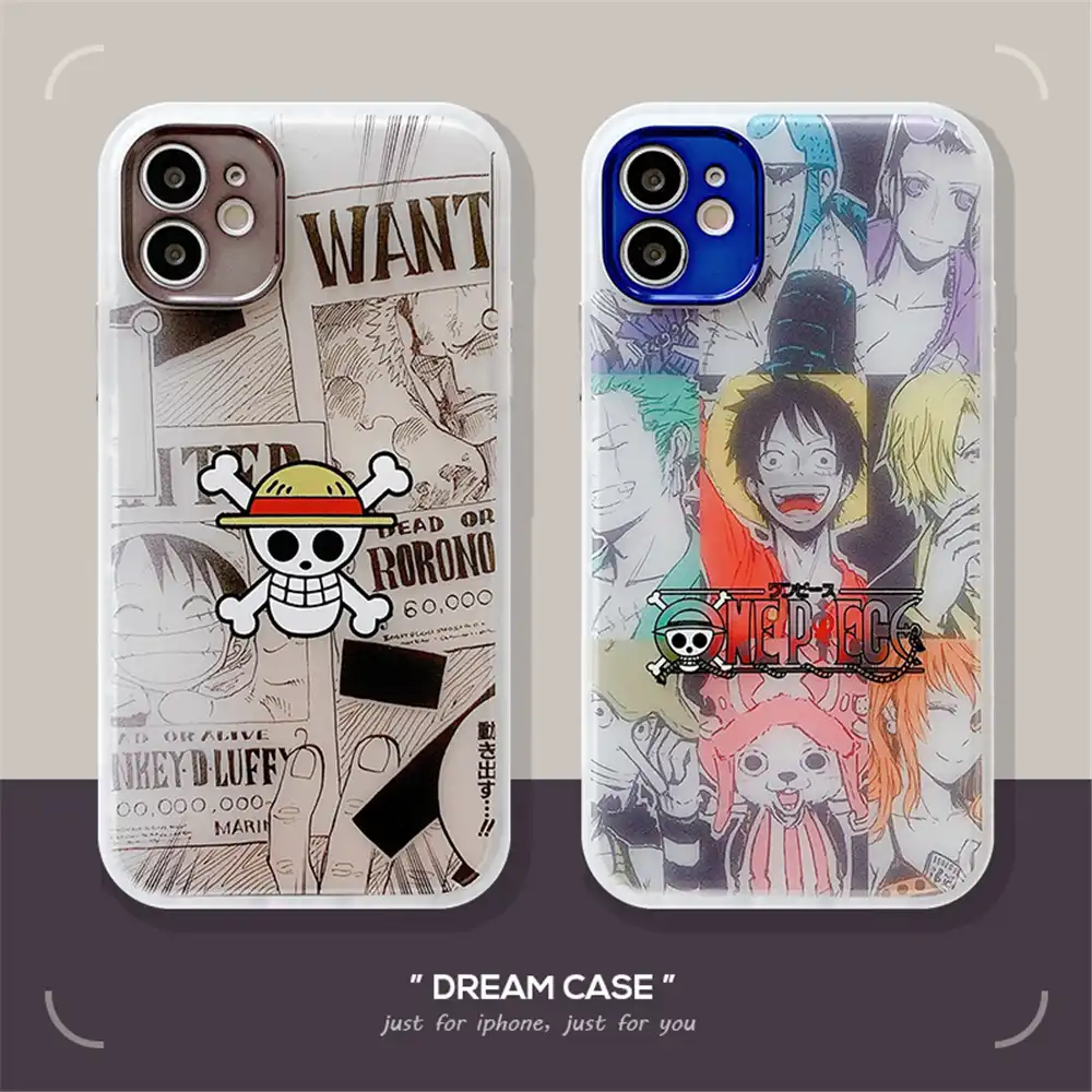 漫画ワンピースルフィゾロ電話ケースiphone 12ミニ11プロx Xs最大xr 7 8プラス高級半透明白3dソフトカバー 電話用緩衝材 Aliexpress