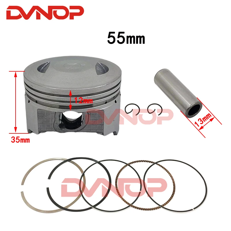 

55mm Piston & Ring Set (13mm pin) for 4 stroke scooter moped JOG100 RS100 RSZ100 MIO100 Force X ZY100
