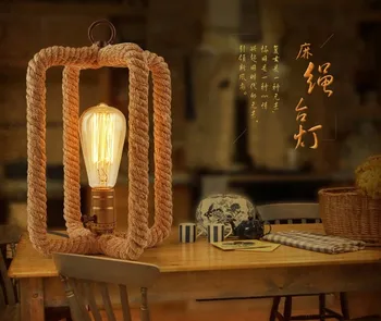

Restaurant Bar Cafe rope Retro industry One meter sunshine bedside lamp retro creative personality bedroom lamp Table Lamps GY52
