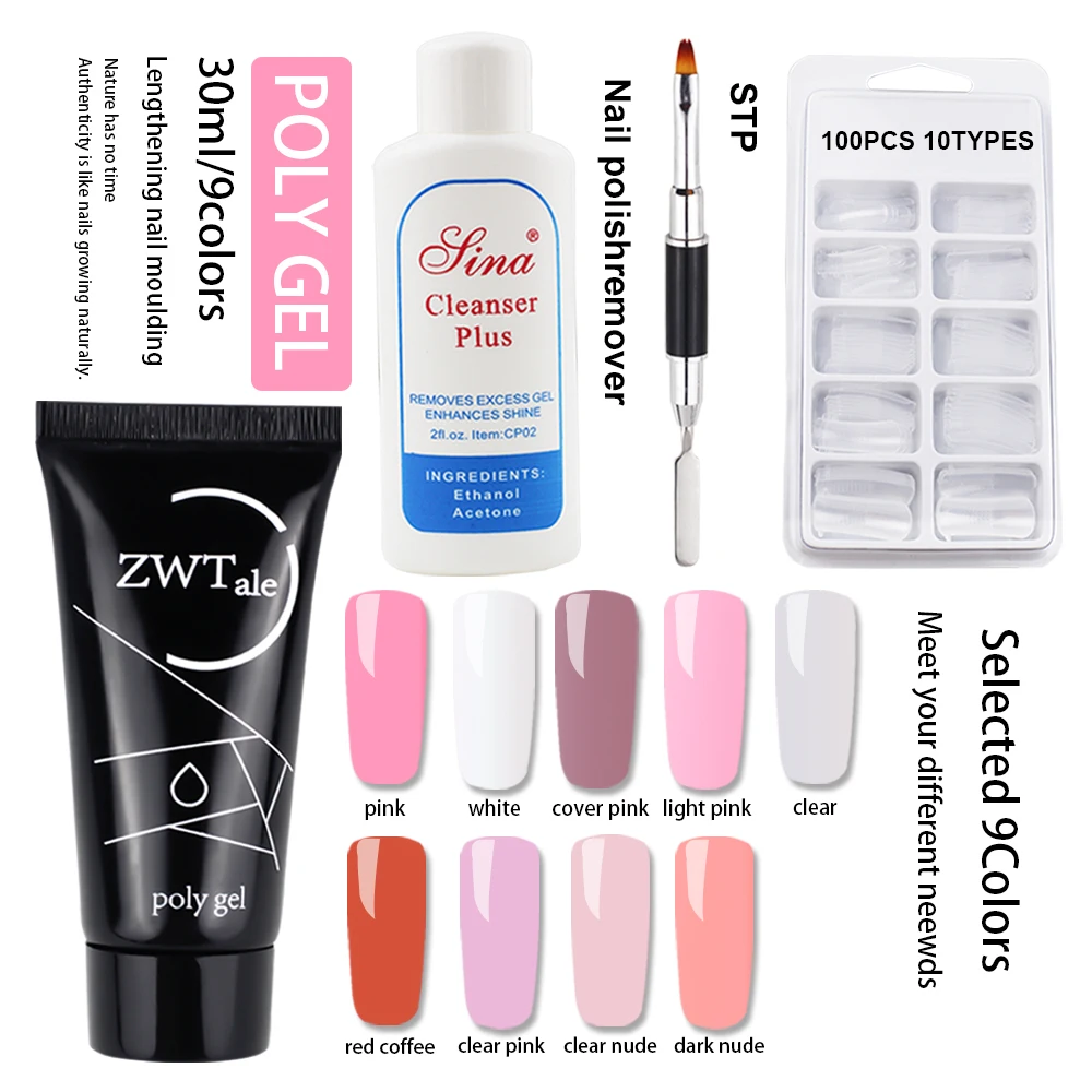 

V-Love Nail Extension Poly Gel Set With Nail Tips Dual Form Qiuck Dry Polygel Soak Off UV Builder Gel Nail Art Gel Varnish