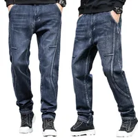 Men's Jeans Harlan Stitching Jeans Loose Hip Hop Baggy Denim Pants Men Cargo Trousers Size 28-44 1