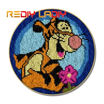 

Latch Hook Rug Cartoon Tigger Crocheting Carpet Rug Acrylic Yarn Printed Canvas Cushion Mat Crochet Tapestry Latched Hook Kits