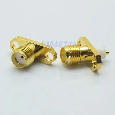 DHL/EMS 100 pcs Connector SMA female jack 2-hole 16mm flange PTFE solder panel mount-d2