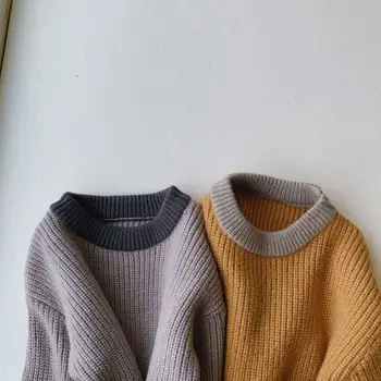 

2020 Children's Autumn And Winter Round Neck Knitted Sweater Boys And Girls Warm Pullover Sweater
