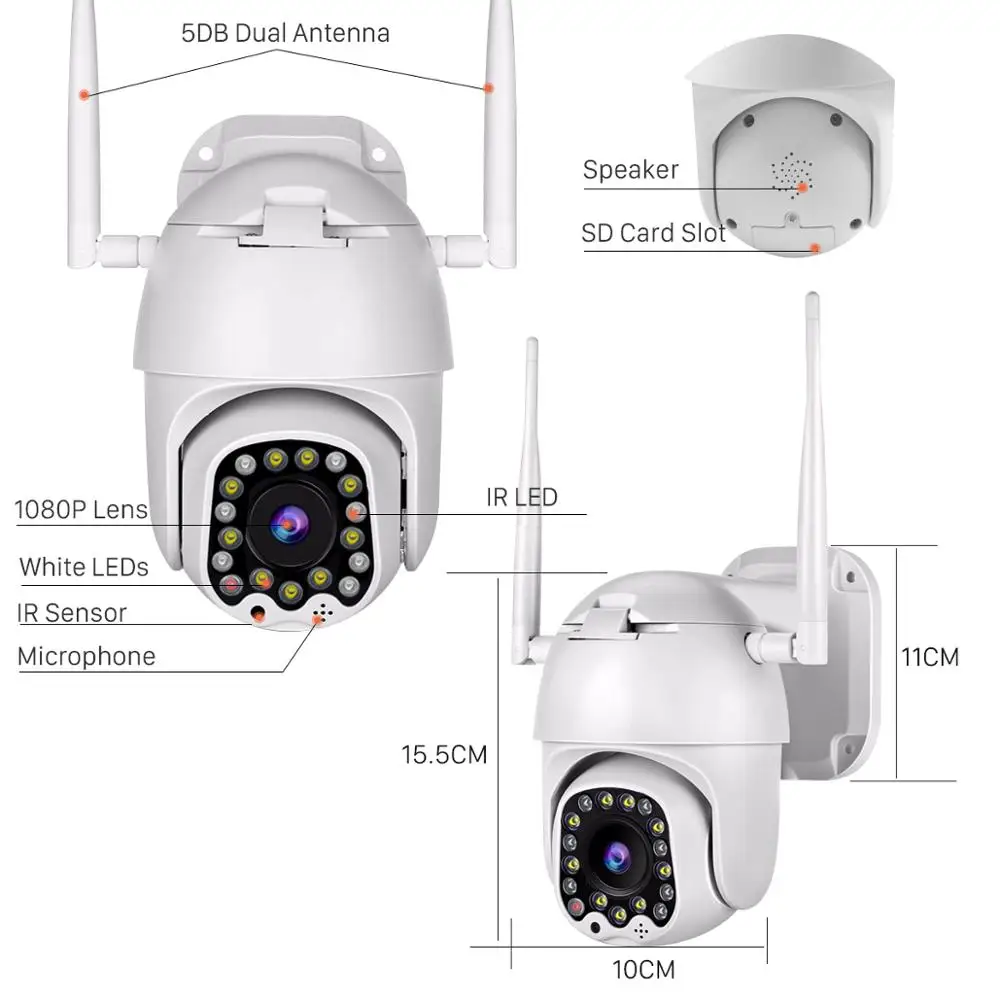 IP камера купольная 2 Мп 1080P Wi Fi PTZ|Камеры видеонаблюдения| |